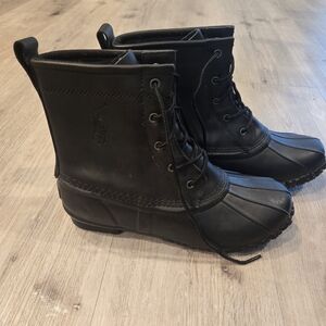 Polo Ralph Lauren Black Leather Duck Boots Womens Size 6